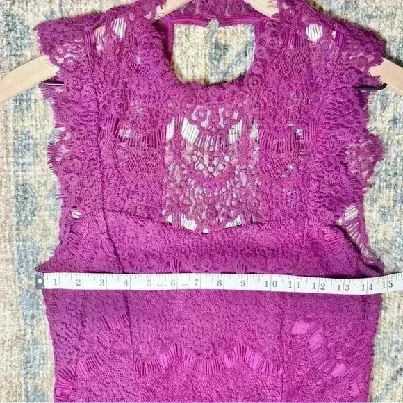 NWT Intimately FREE PEOPLE Women’s Magenta Lace Dress Size Small - Picture 13 of 16